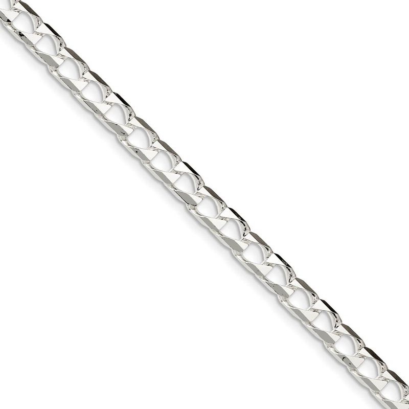 Men's 6.25mm Sterling Silver Flat Square Curb Chain Bracelet, 9 Inch